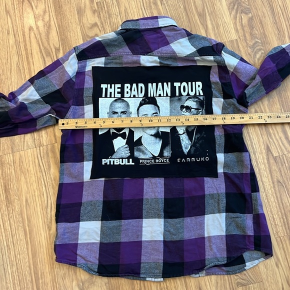 Pitbull Prince Royce Carruko Flannel Shirt Vans upcycled unisex Size Large L - Picture 5 of 7